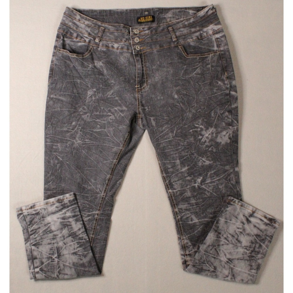 Be Girl Women's Plus 22 Acid Wash Denim‎ Jeans Cropped Ankle Stretch Gray Pants